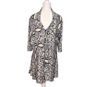 NWOT Attitudes‎ by Renee Monochromatic Snake Print Duster Dress Size SP Casual